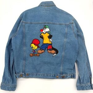 Vintage Y2K‎ Looney Tunes Sylvester Tweety Denim Jacket Embroidered Size L